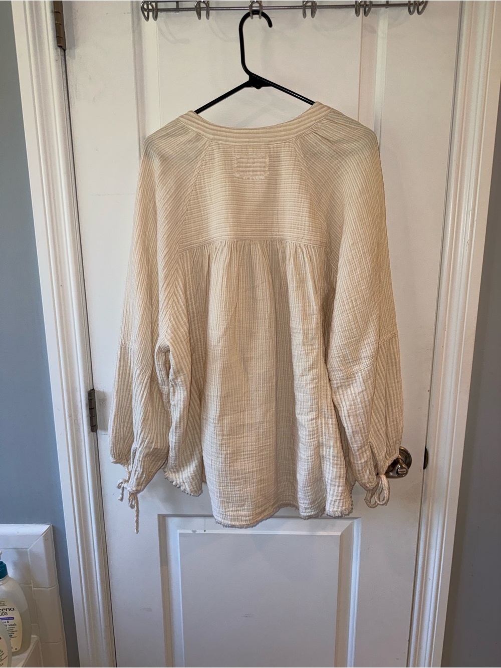 aerie Cream Lightweight Button-Down Gauze Shirt - Picture 2 of 4